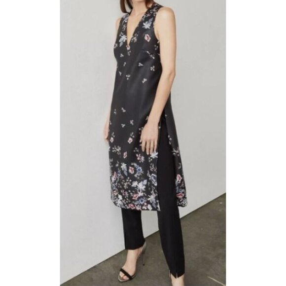 BCBG Maxazria Faux Leather Hadley Tunic Embroidered Long Black Boho Goth Size S - Picture 2 of 14